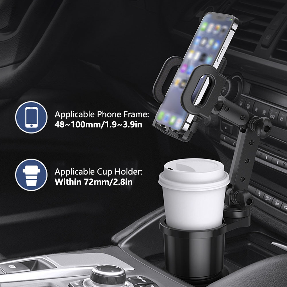 Mobile Tech Accessories - 車用カップホルダー エキスパンダー 携帯電話マウント 360 ° 回転角度調整可能なスマートフォンマウント自動車インテリアアクセサリー