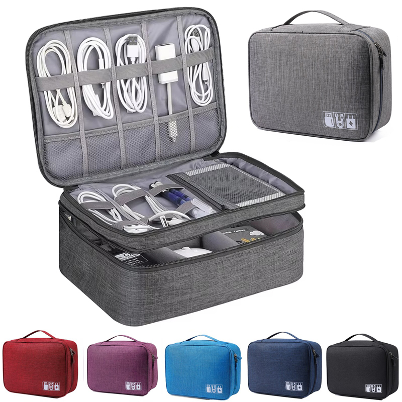 Tech Accessories Case - ケーブル収納袋防水デジタル電子アクセサリーオーガナイザーポータブルトラベルケーブルオーガナイザーケースUSBケーブル充電器用