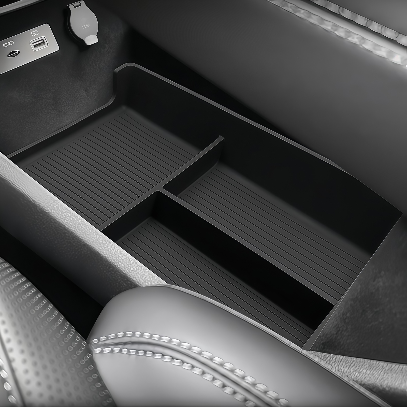 Tech Car Accessories - BYD Sealion 7 EV 2024-2026用センターコンソール下部収納オーガナイザートレイ インテリアコンパートメントボックス