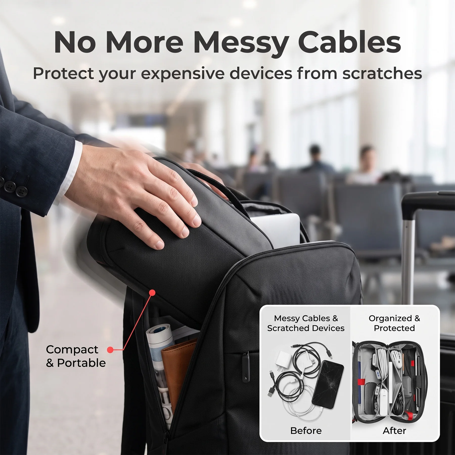 トラベルテックオーガナイザーポーチ、防水多機能電子機器アクセ - Tech Accessories Travel Organizer Pouch のレビューと価格