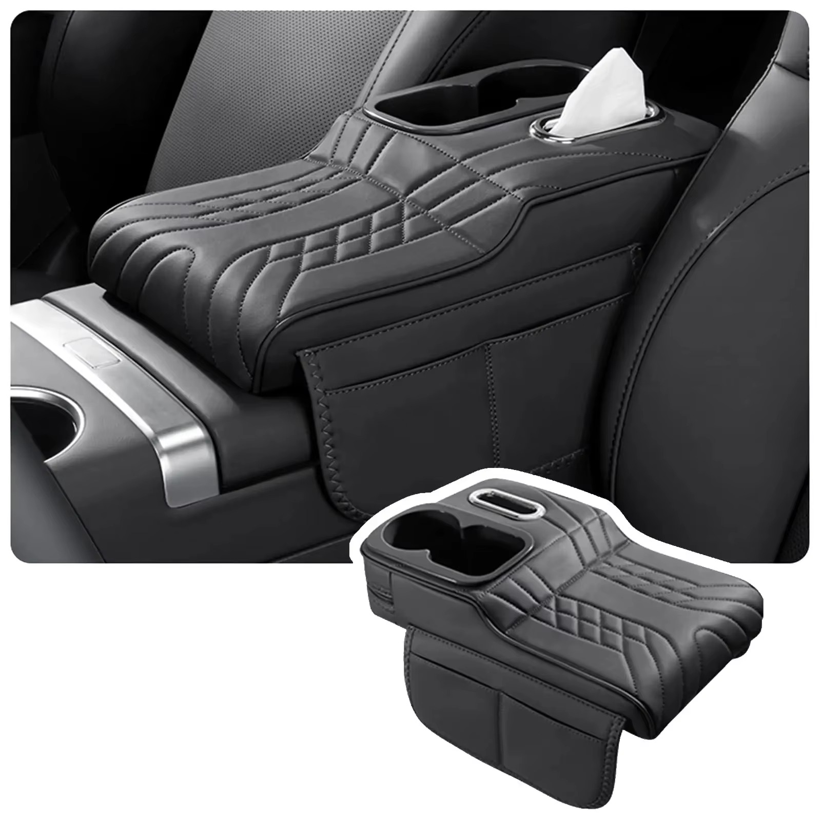 カーアームレストボックス用高さ調整パッド、PUレザー製アーム - Tech Car Accessories のレビューと価格