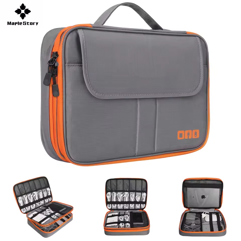 旅行用二層式デジタル収納ポーチ、充電器、USBデータケーブル - Tech Accessories Case のレビューと価格